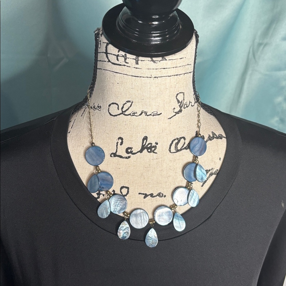 Vintage Blue Mother of Pearl Shell Necklace